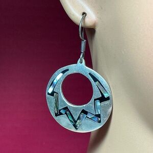 TAXCO Sterling Silver With Abalone Shell Inlay Earrings.
